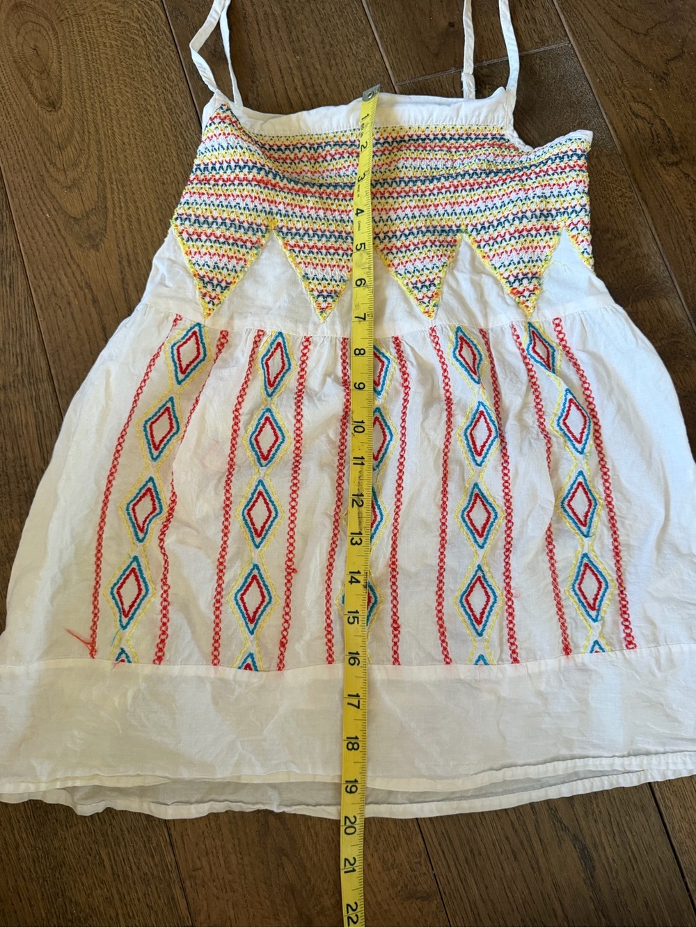 Vintage Prana White Embroidered Boho tank with Multicolor Geometric Stitching M - Picture 2 of 8